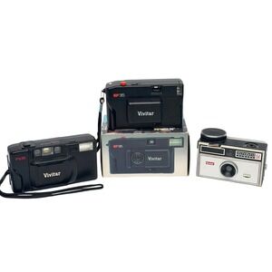 Vintage Camera Lot Vivitar PS:35 Auto Focus Vivitar EF35 Kodak Instamatic 154
